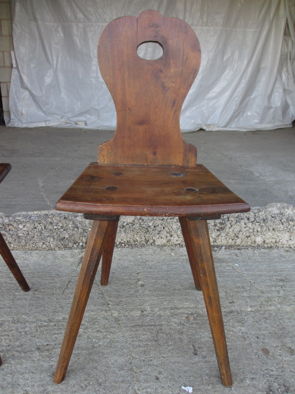 Matched pair of 19th century scandinavian birch primitive ocassional chairs View V