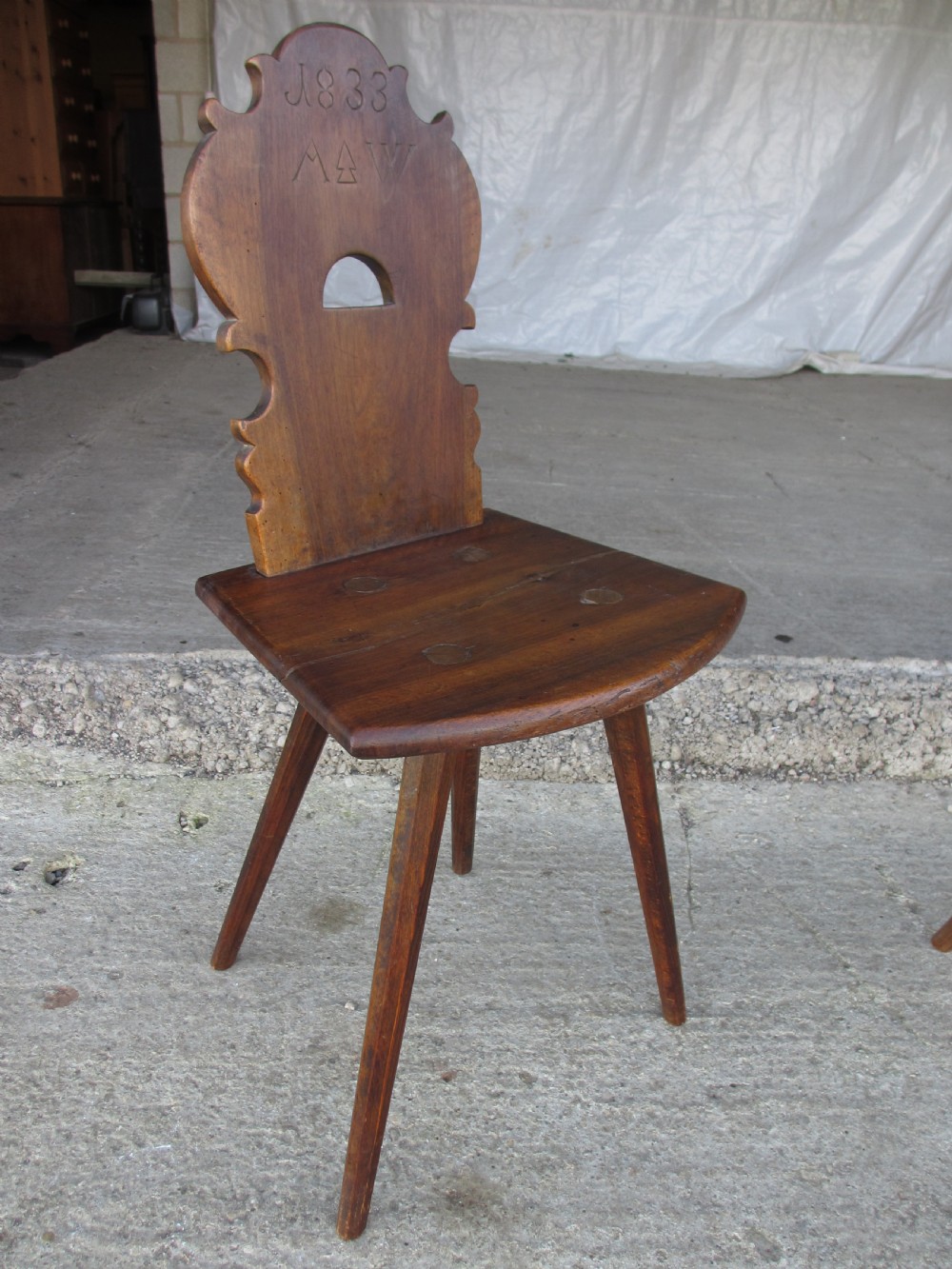 Matched pair of 19th century scandinavian birch primitive ocassional chairs View VI