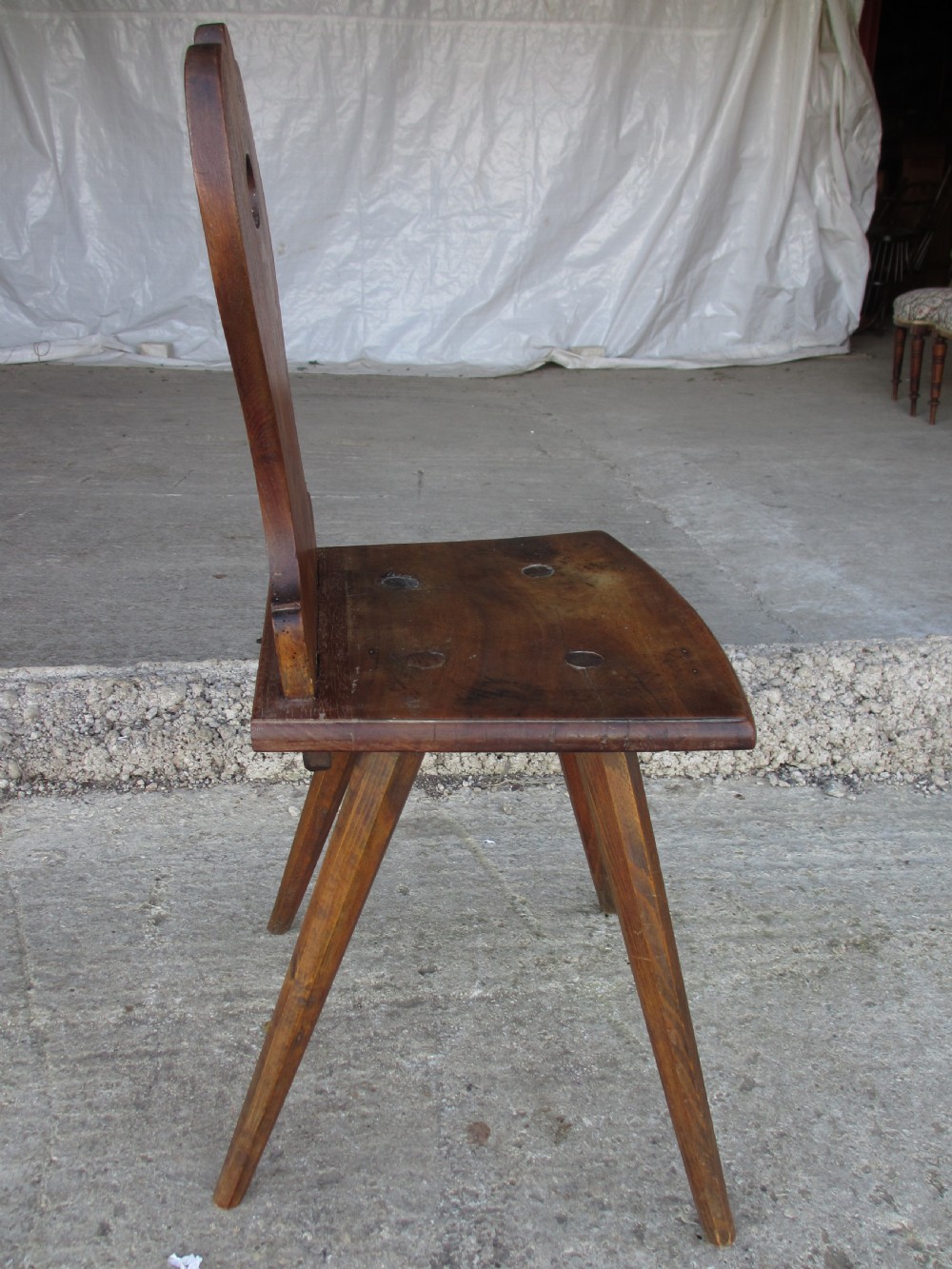 Matched pair of 19th century scandinavian birch primitive ocassional chairs View X