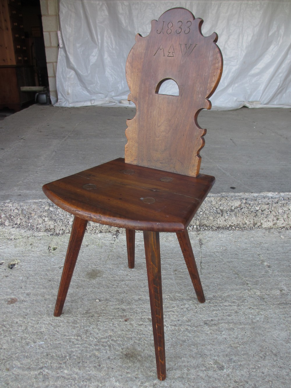 Matched pair of 19th century scandinavian birch primitive ocassional chairs View XII