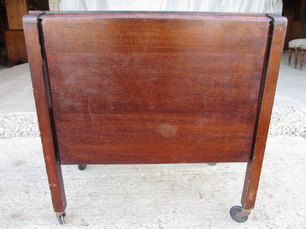 Oak extending tea trolley with cutlery drawer on castors C1920 View V