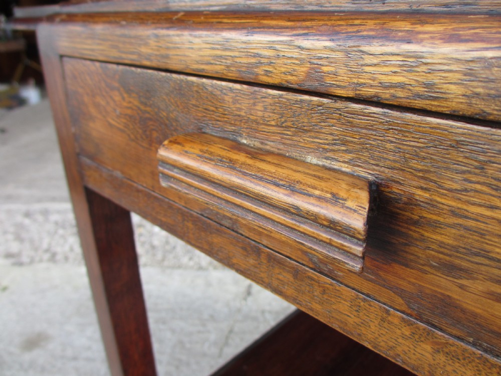 Oak extending tea trolley with cutlery drawer on castors C1920 View IX