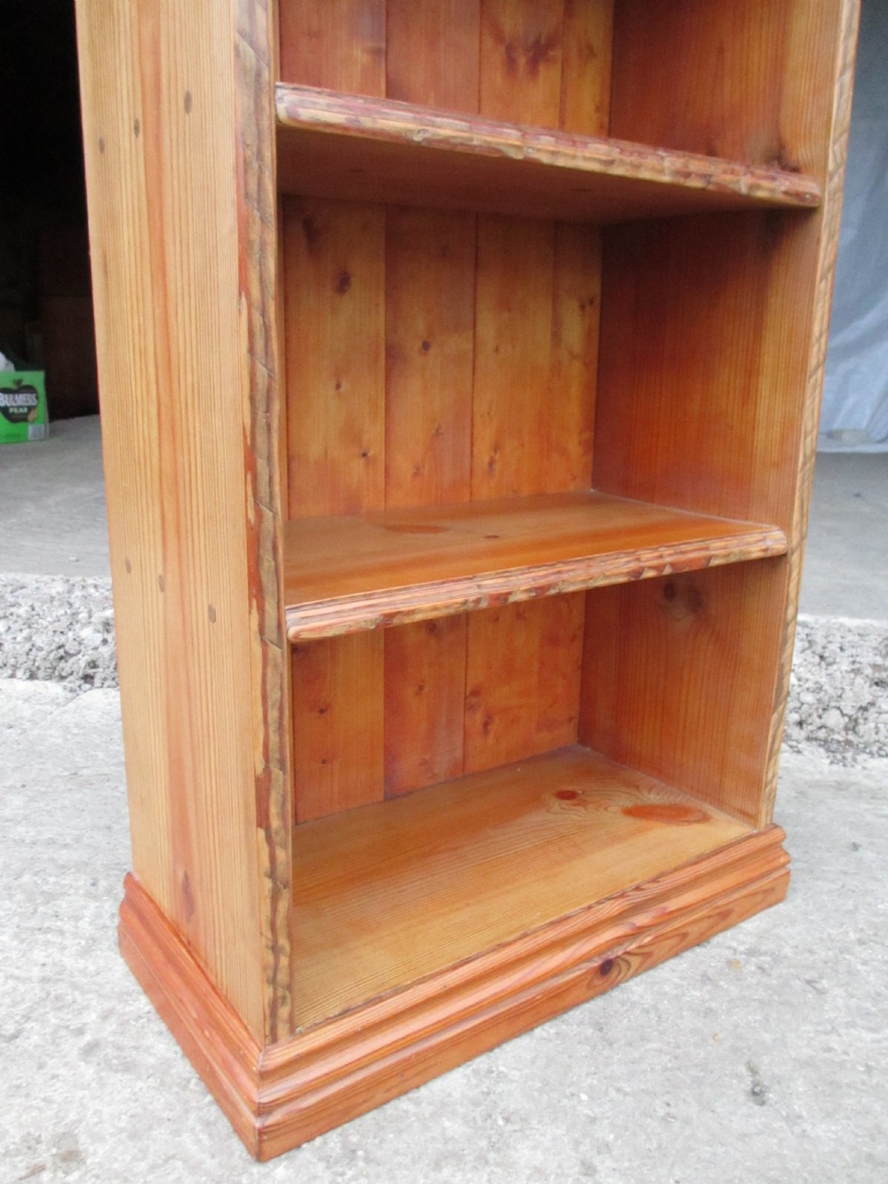 Tall slim pine open bookcase C1920 View VII
