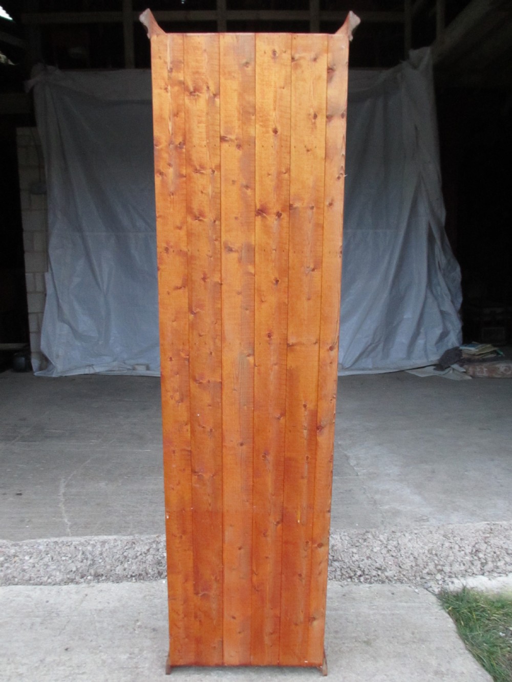 Tall slim pine open bookcase C1920 View X