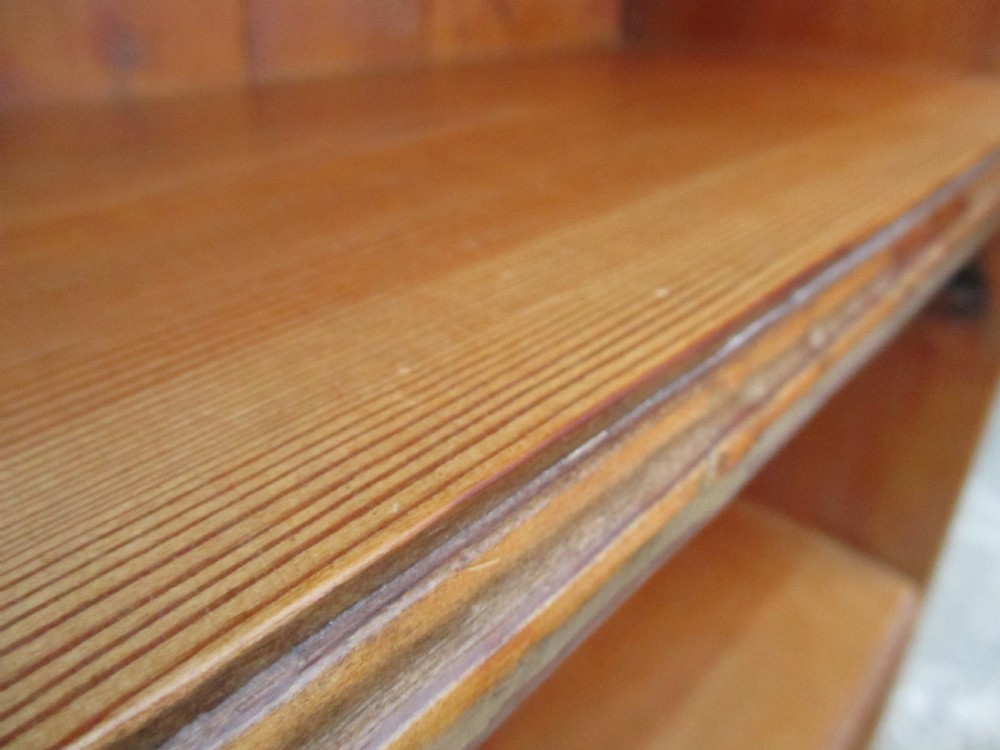 Tall slim pine open bookcase C1920 View XIII
