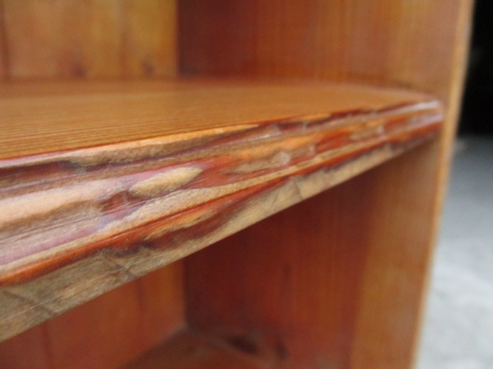 Tall slim pine open bookcase C1920 View XIV