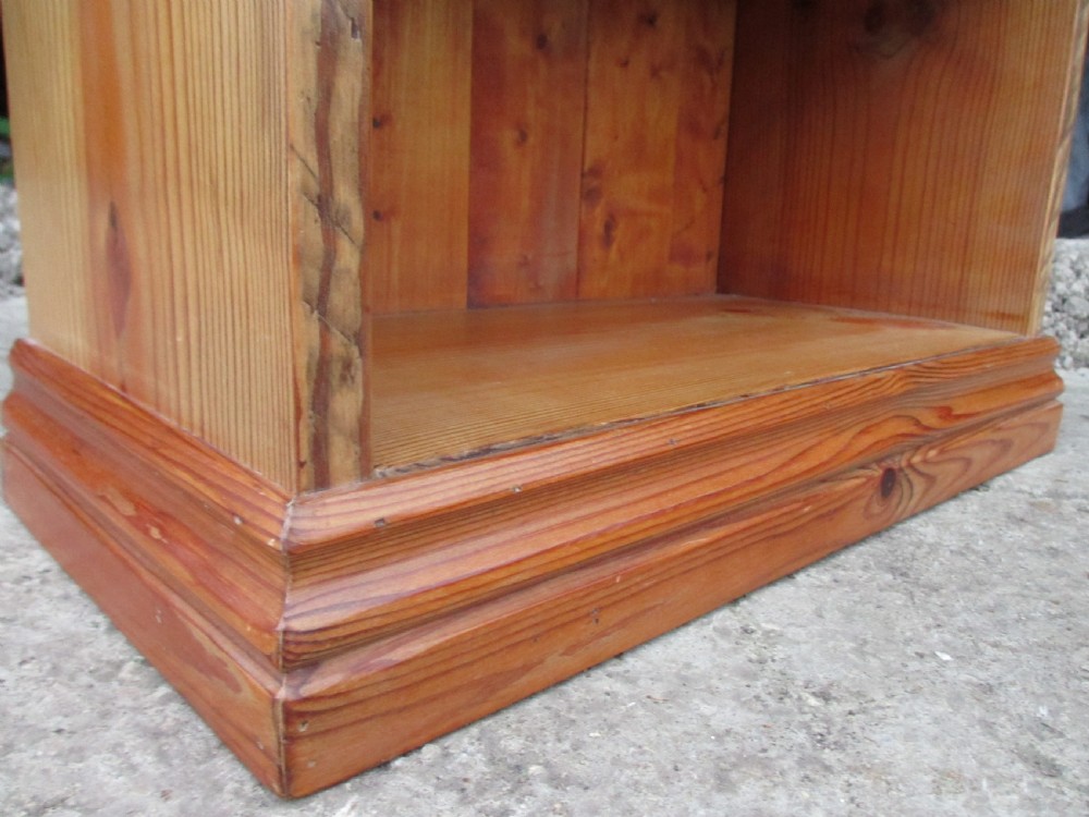 Tall slim pine open bookcase C1920 View XV