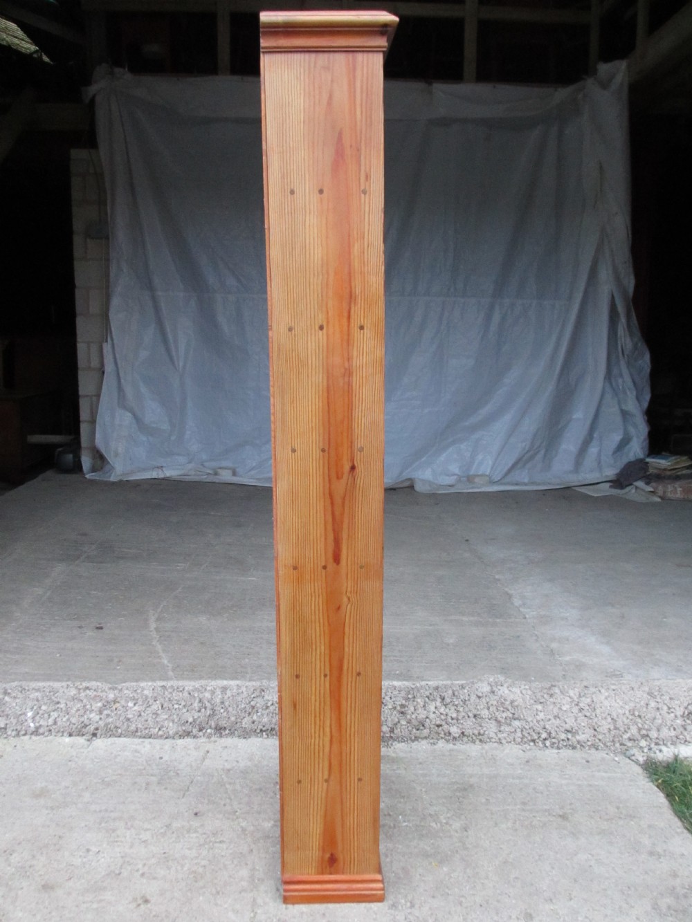 Tall slim pine open bookcase C1920 View XVI