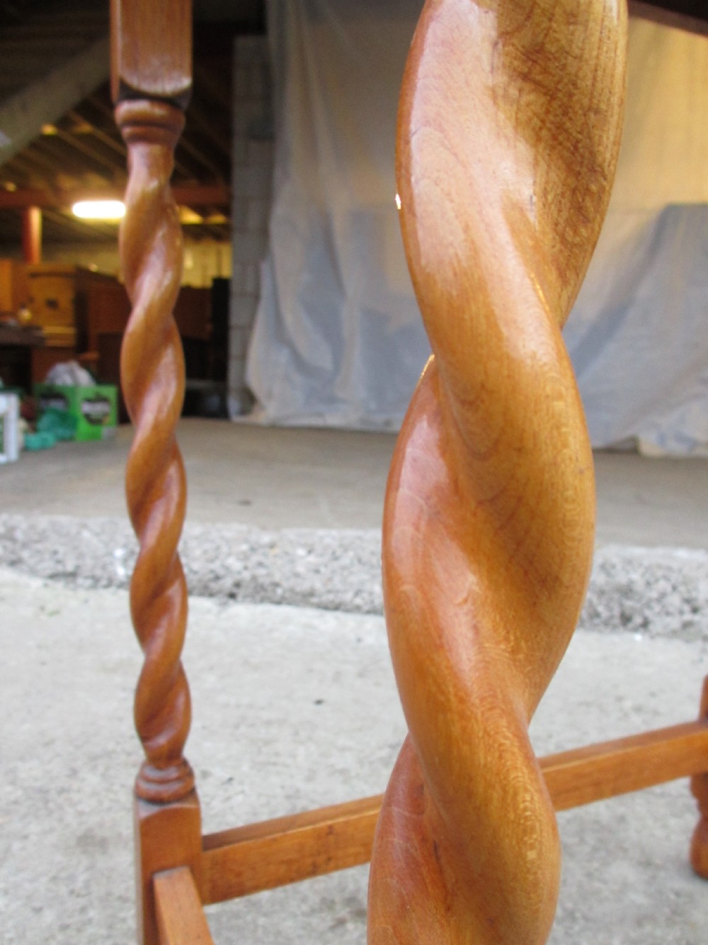 Oak barley twist wavy edged rectangular occasional lamp table C1900 View IV