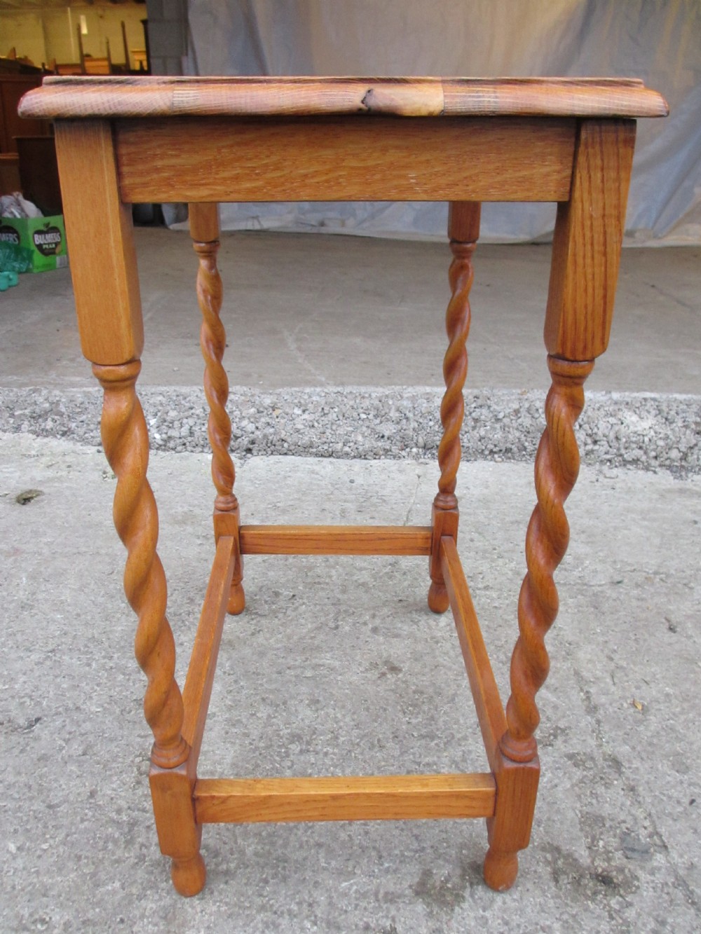 Oak barley twist wavy edged rectangular occasional lamp table C1900 View VIII