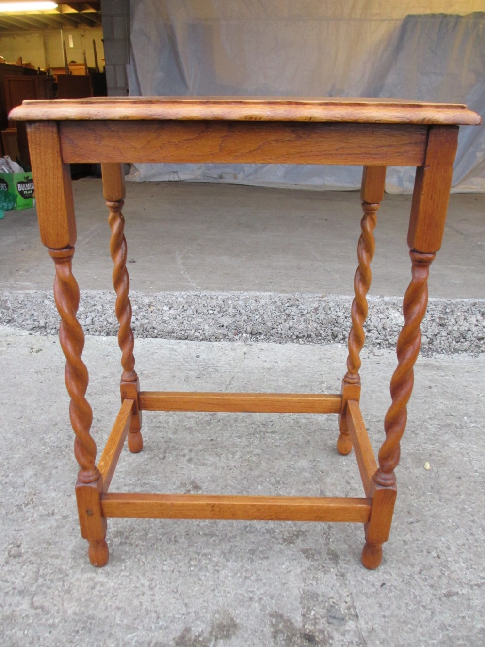 Oak barley twist wavy edged rectangular occasional lamp table C1900 View IX