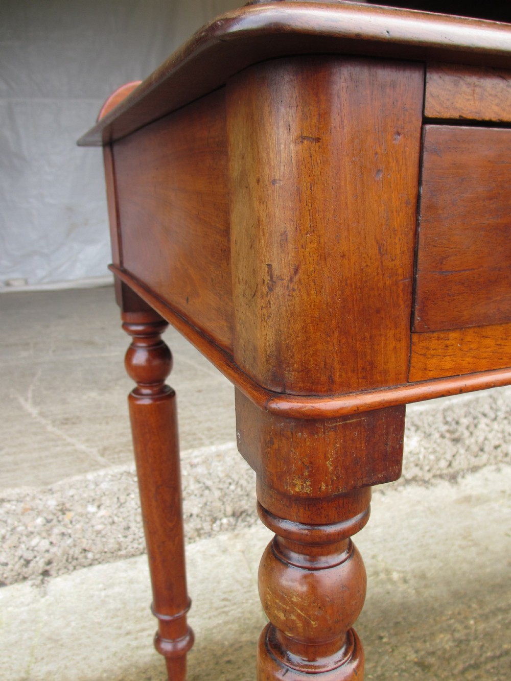 Victorian mahogany twin drawer writing desk on nicely turned supports View VI