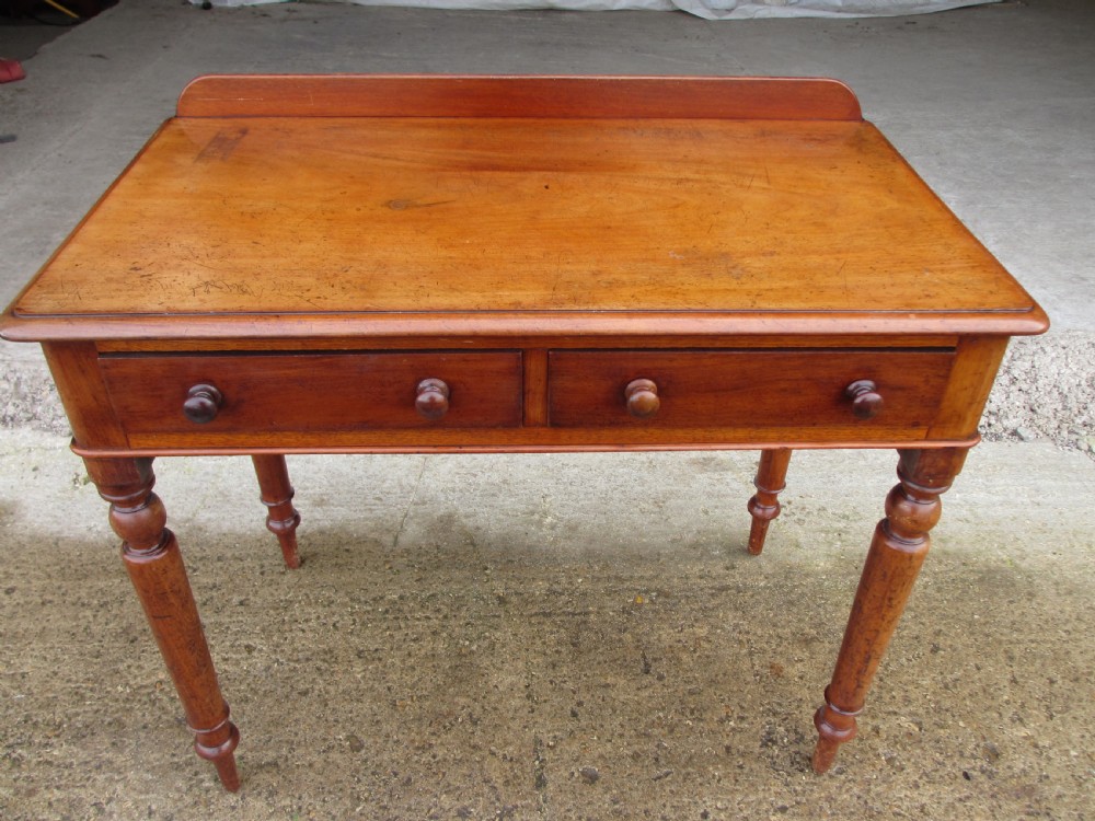 Victorian mahogany twin drawer writing desk on nicely turned supports View VII