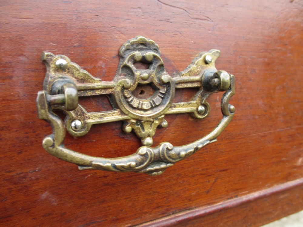 19th Century mahogany stationery backed writing desk on turned supports with one large and 4 small drawers View V