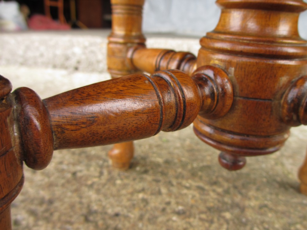 Victorian walnut piano stool, adjustable, upholstered, central column View V