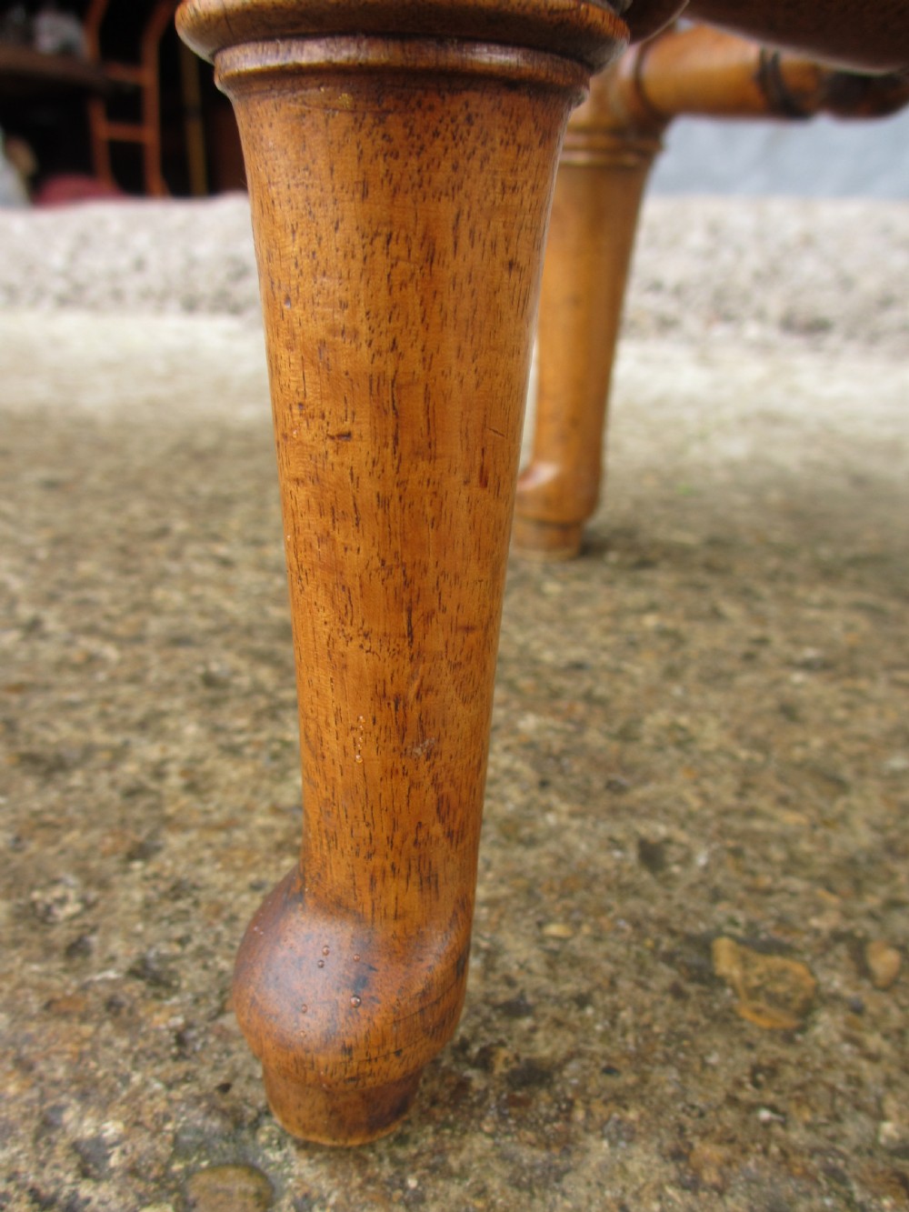 Victorian walnut piano stool, adjustable, upholstered, central column View VI