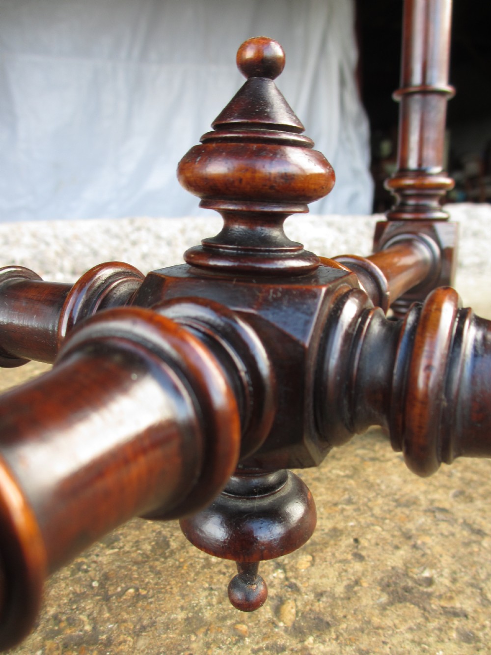 19th century octagonal tunbridge inlaid burr walnut lamp table View VII