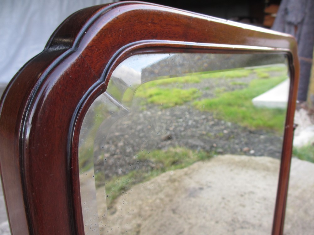 19th century bevel edged swing dressing table mirror with brass finials View III