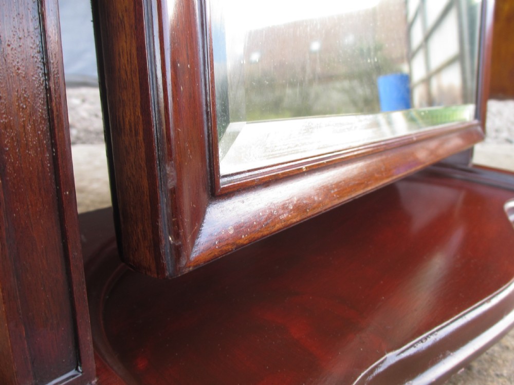 19th century bevel edged swing dressing table mirror with brass finials View VI