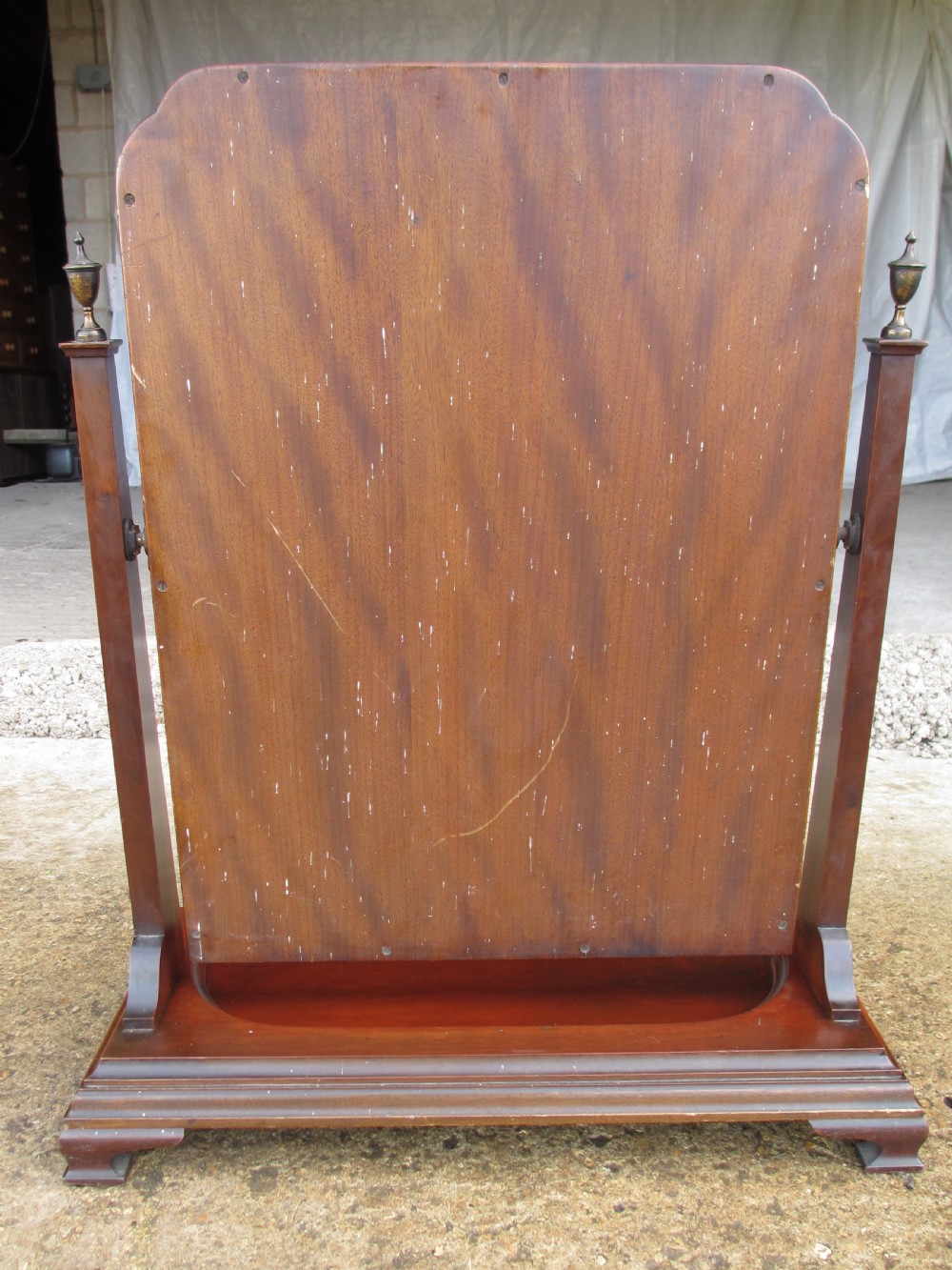 19th century bevel edged swing dressing table mirror with brass finials View VII