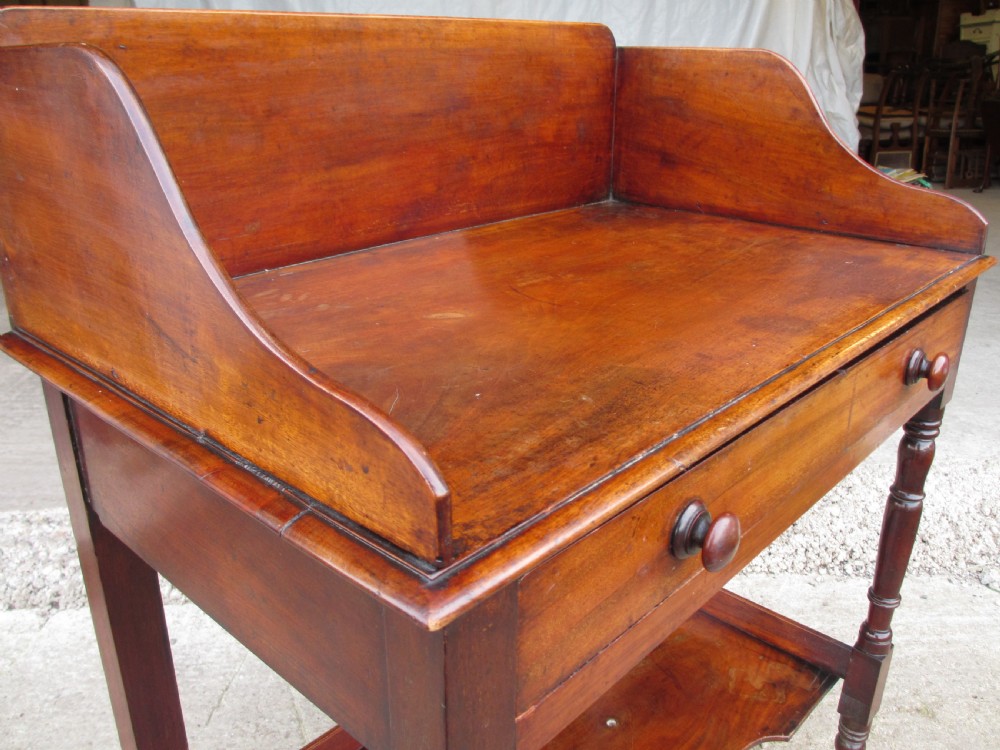Victorian mahogany galleried back washstand single drawer undertier View III