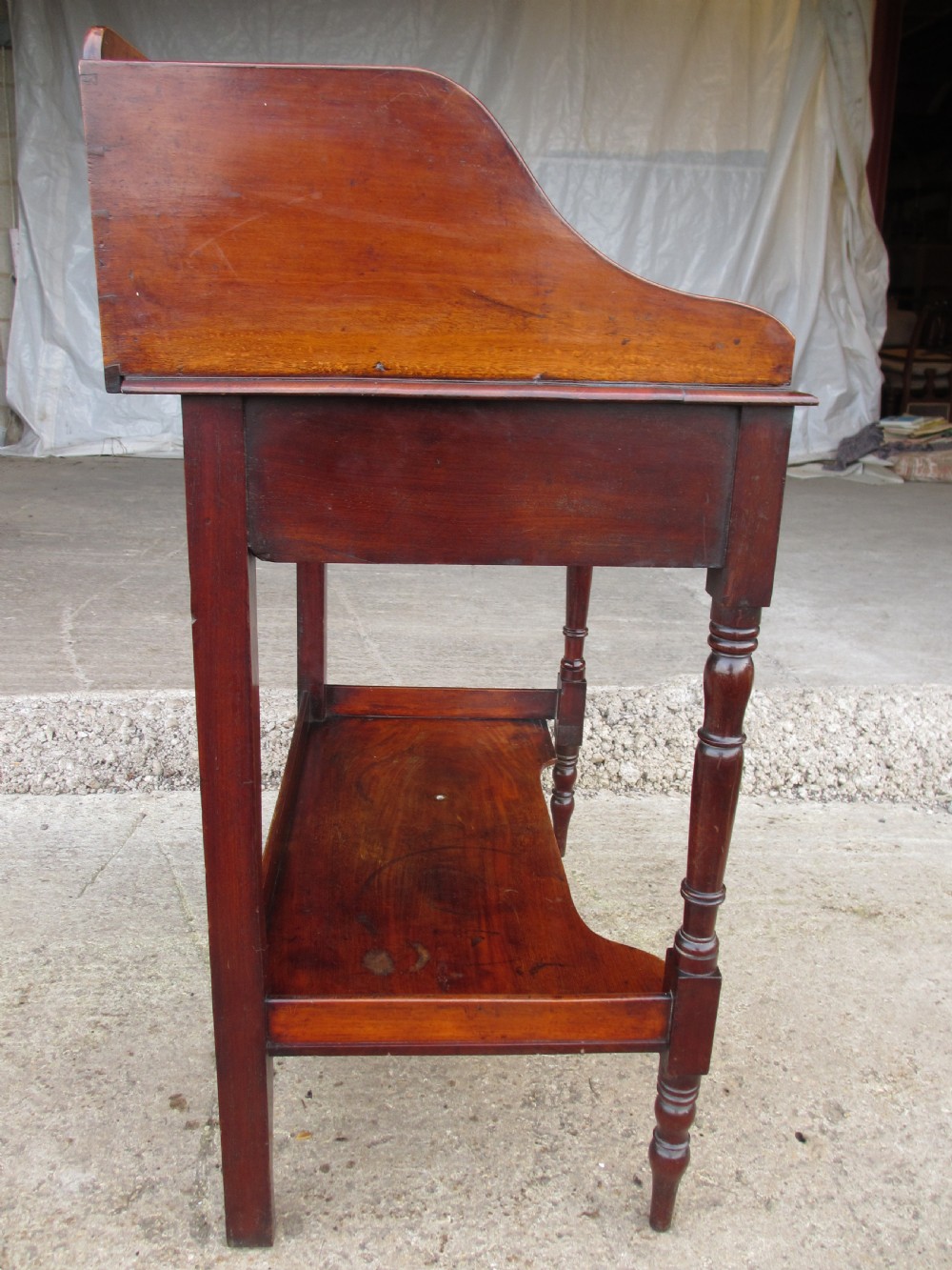 Victorian mahogany galleried back washstand single drawer undertier View VIII