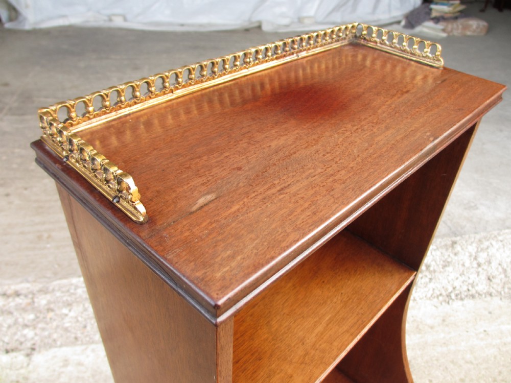 19th century french cross banded mahogany ormolu galley bookcase View II