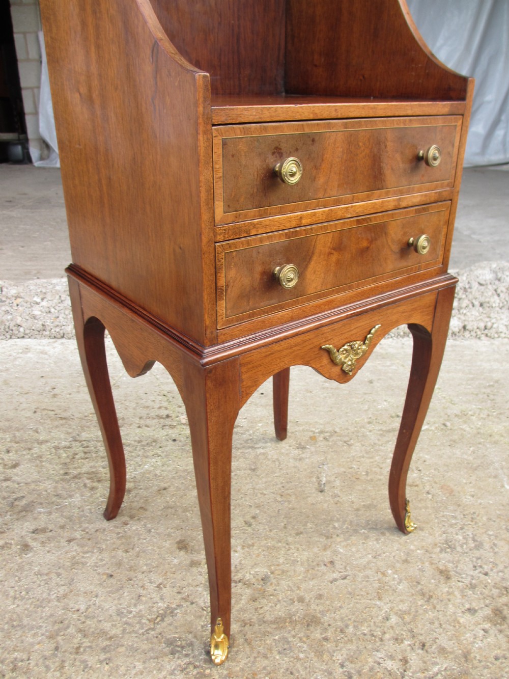19th century french cross banded mahogany ormolu galley bookcase View III