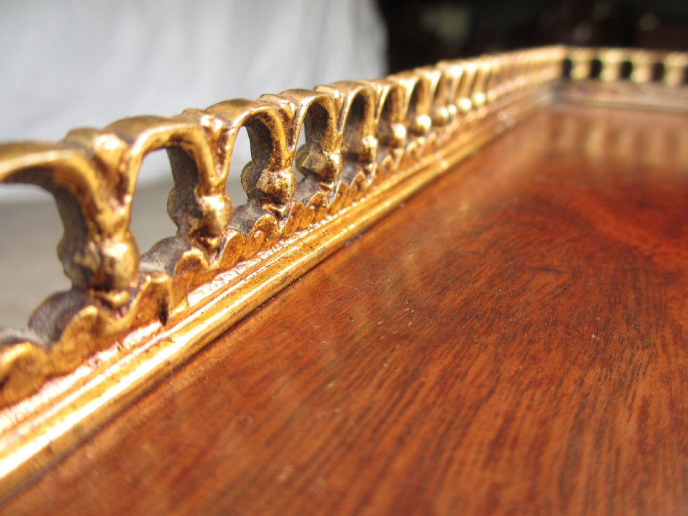 19th century french cross banded mahogany ormolu galley bookcase View IV