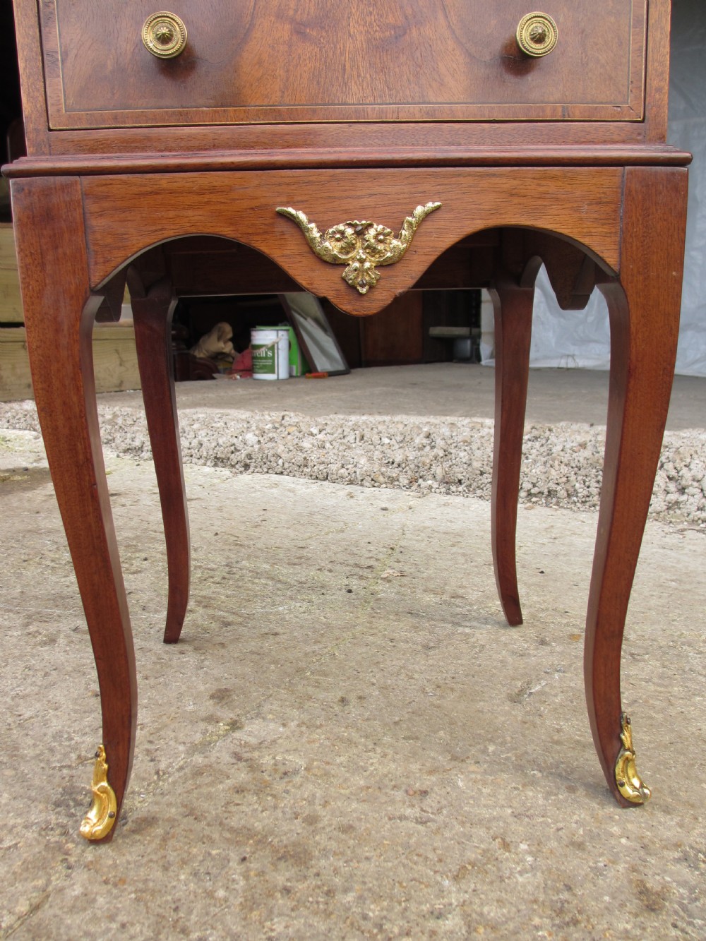 19th century french cross banded mahogany ormolu galley bookcase View VI
