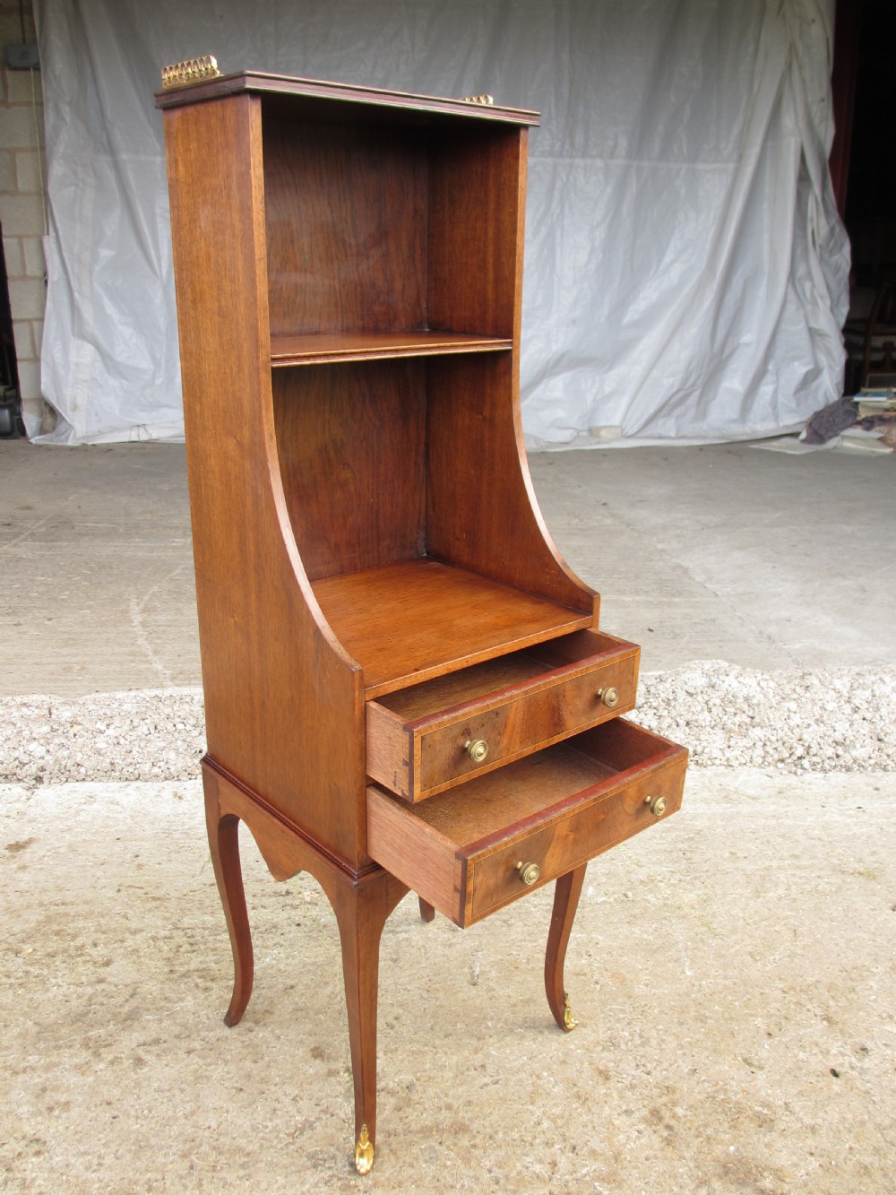 19th century french cross banded mahogany ormolu galley bookcase View VII