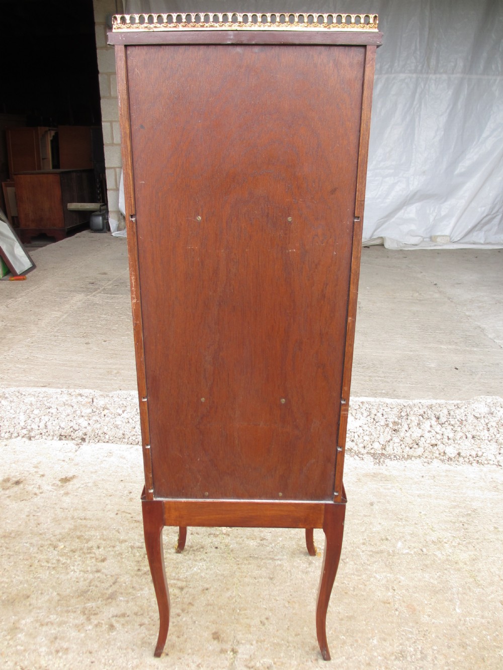 19th century french cross banded mahogany ormolu galley bookcase View IX
