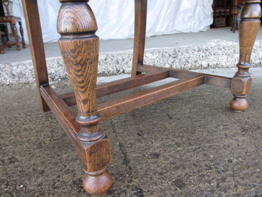 Set of 6 17th century style oak and leather studded dining chairs 2 carvers 4 chairs c1890 View XII