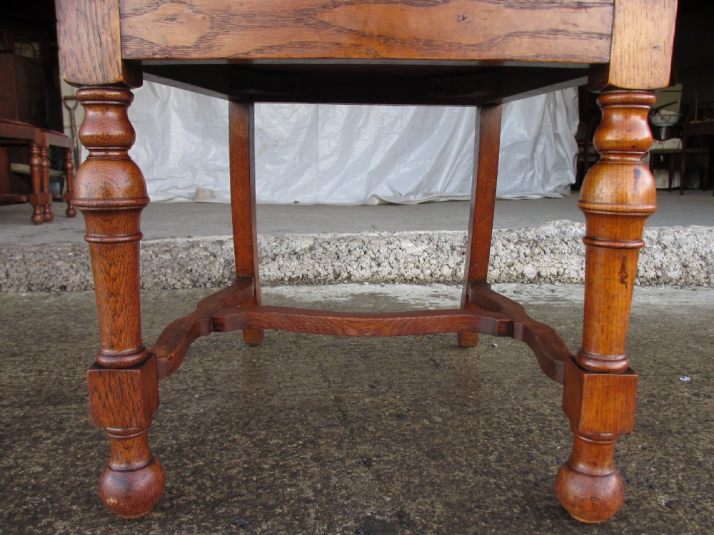 Set of 4 quality Art Nouveau golden oak dining chairs high slatback wavey stretcher View XI