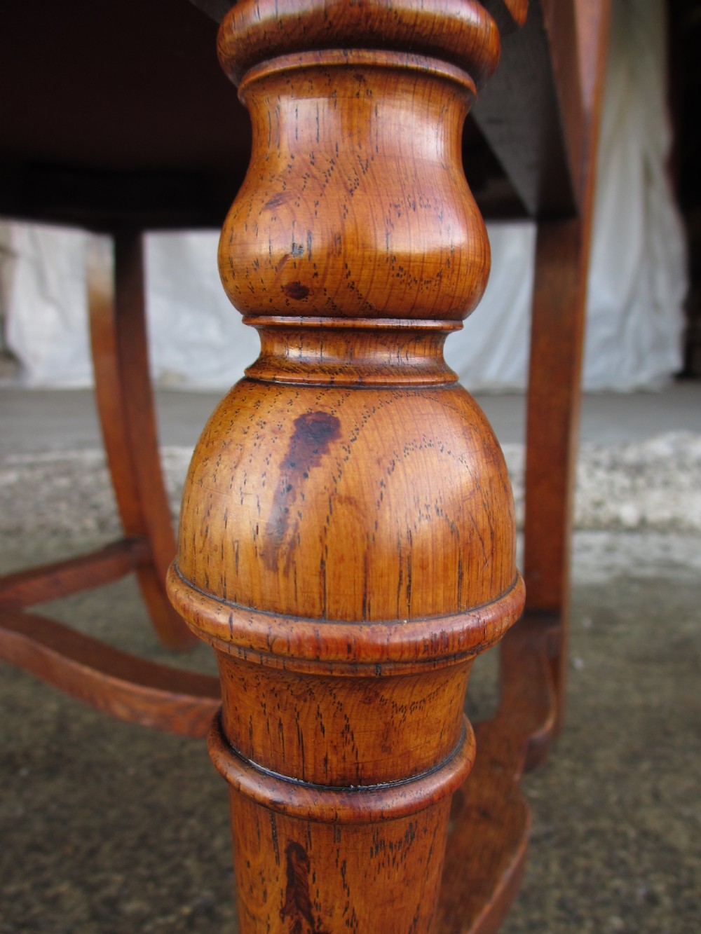Set of 4 quality Art Nouveau golden oak dining chairs high slatback wavey stretcher View XIII
