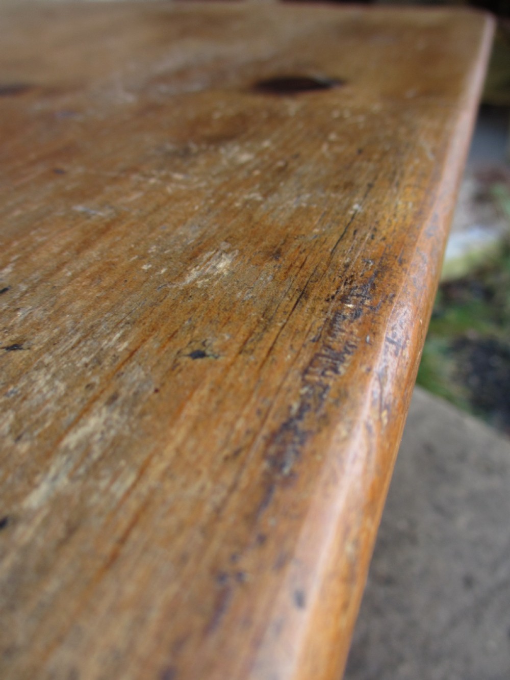 Victorian pine kitchen table with large cutlery drawer on turned legs View VI