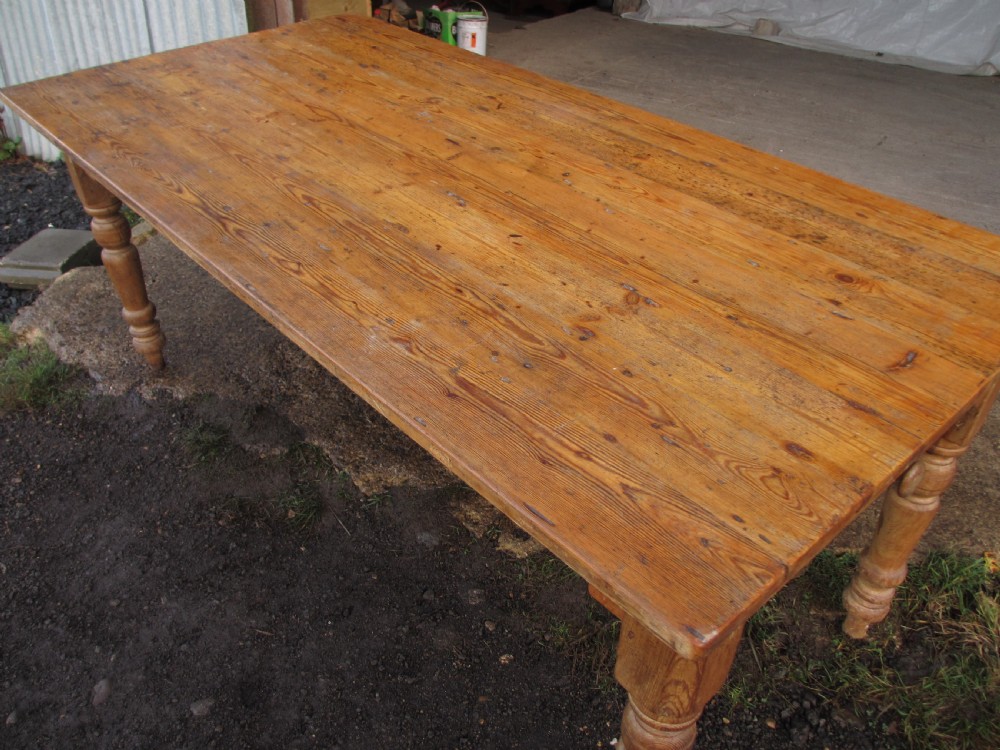 Victorian pine 6ft kitchen table with 2 cutlery drawers  View II