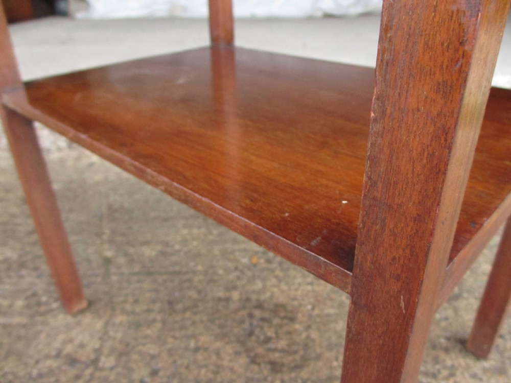 Edwardian mahogany shaving stand with shield mirror and 2 drawers View VI