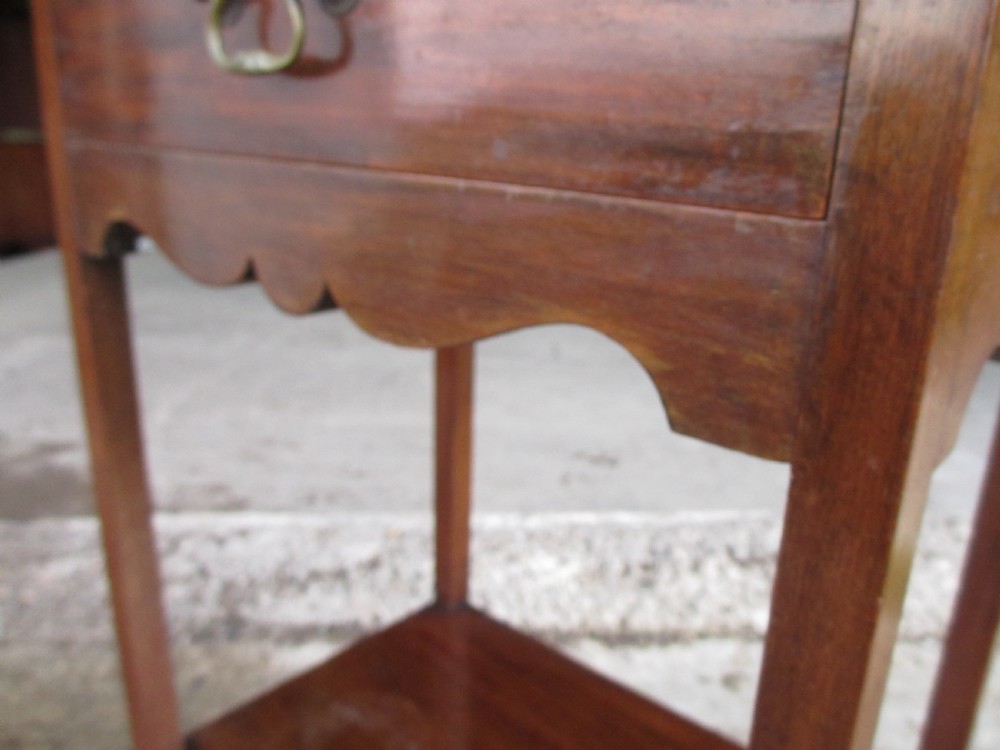 Edwardian mahogany shaving stand with shield mirror and 2 drawers View IX