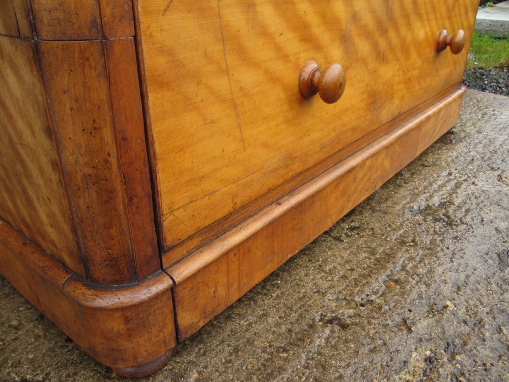 Victorian satinwood tall chest of drawers, 2 over 3, with key View IV