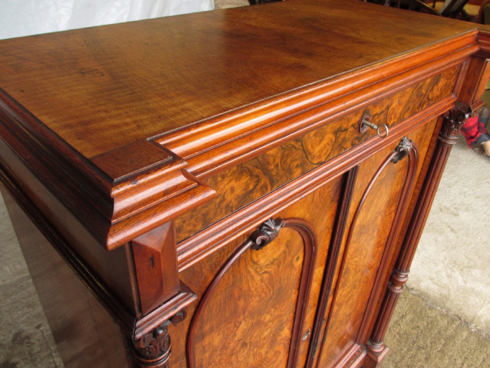 Superb victorian burr walnut cabinet buffet with key View III
