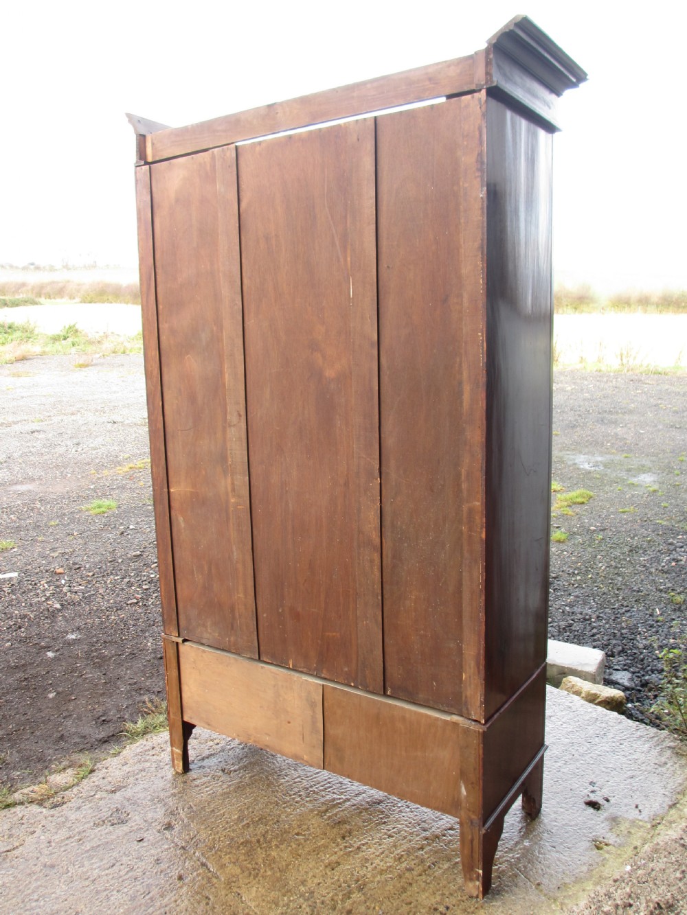 Edwardian mahogany single inlaid wardrobe oval mirror View VII
