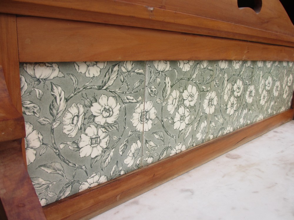 Edwardian satin wood marble topped gallery washstand With drawer on castors View V