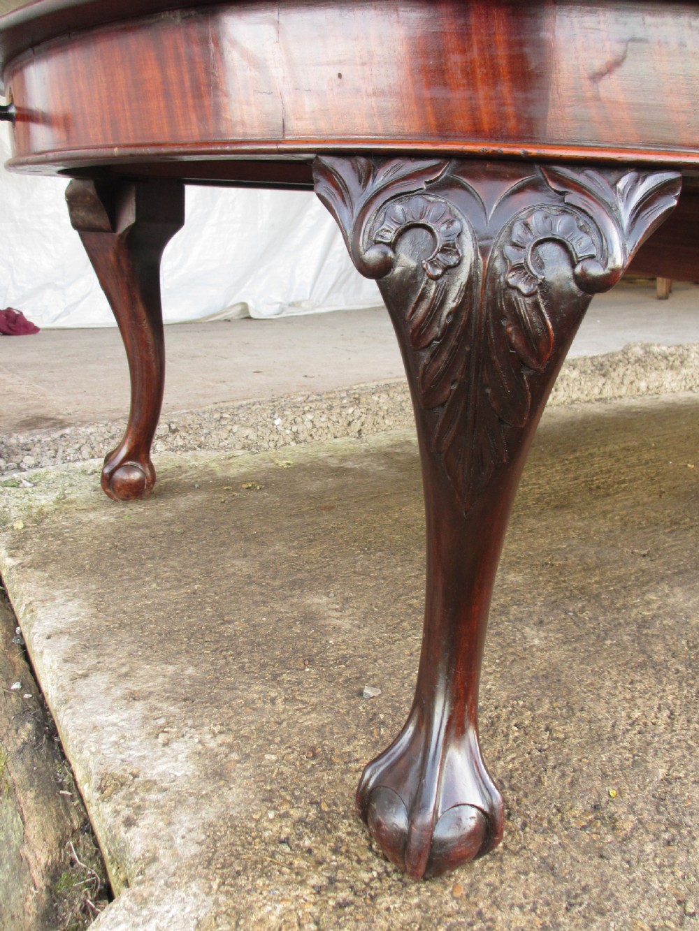 Edwardian 10 ft mahogany d-end extending dining table talon and claw feet View II