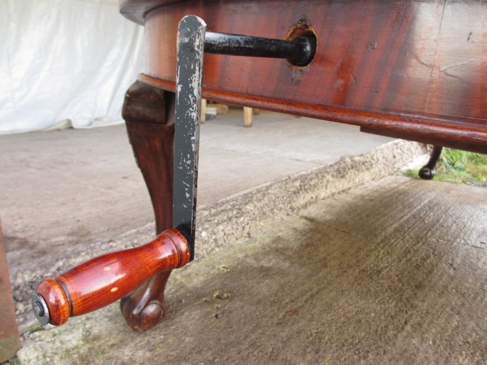 Edwardian 10 ft mahogany d-end extending dining table talon and claw feet View IV