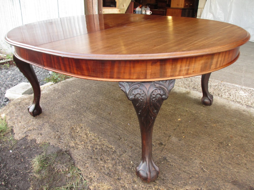 Edwardian 10 ft mahogany d-end extending dining table talon and claw feet View V