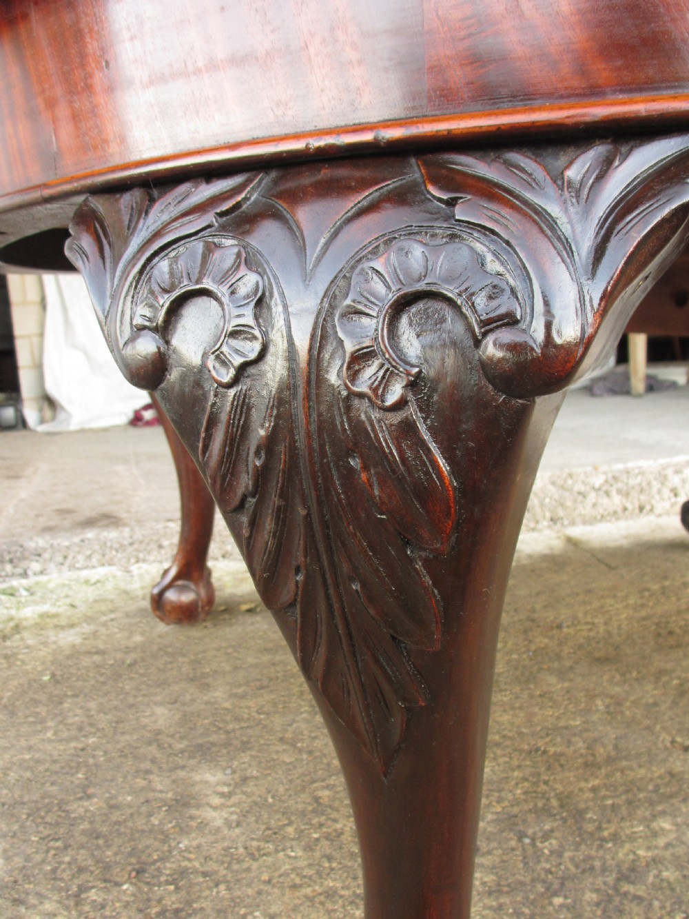 Edwardian 10 ft mahogany d-end extending dining table talon and claw feet View VI