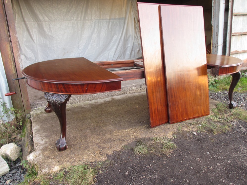 Edwardian 10 ft mahogany d-end extending dining table talon and claw feet View VII