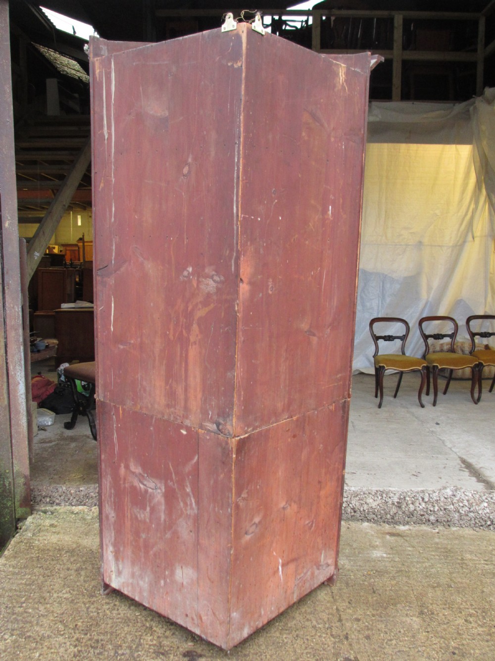 19th C mahogany glazed 2 part corner cabinet with shelves and cupboard View VII