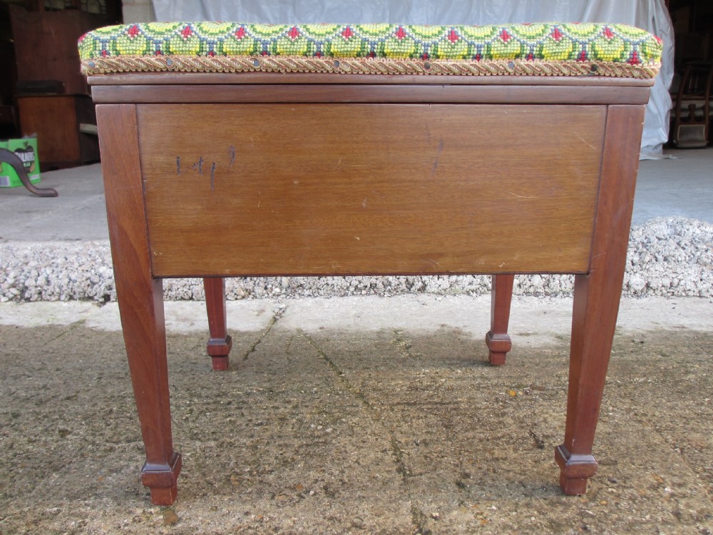 Unusual Edwardian mahogany adjustable piano dressing stool View III